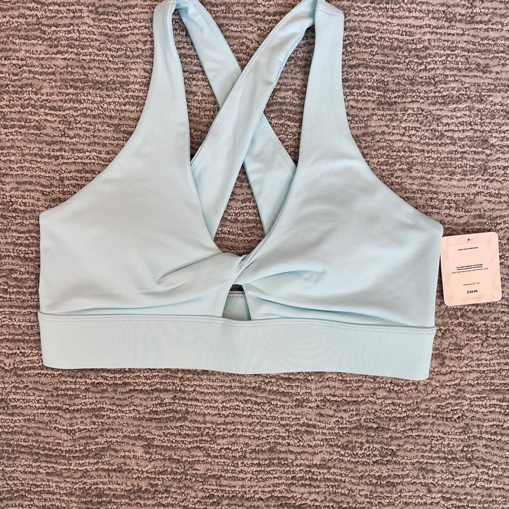 Fabletics Sky Blue Cross-Back Sports Bra